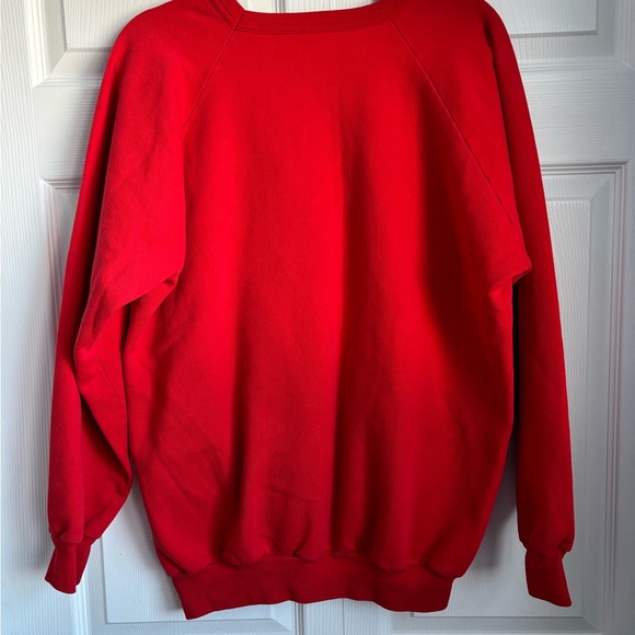 Vintage Hand-decorated Red Holiday Sweatshirt with Plaid Bow and Holly - Size XL - Picture 5 of 7